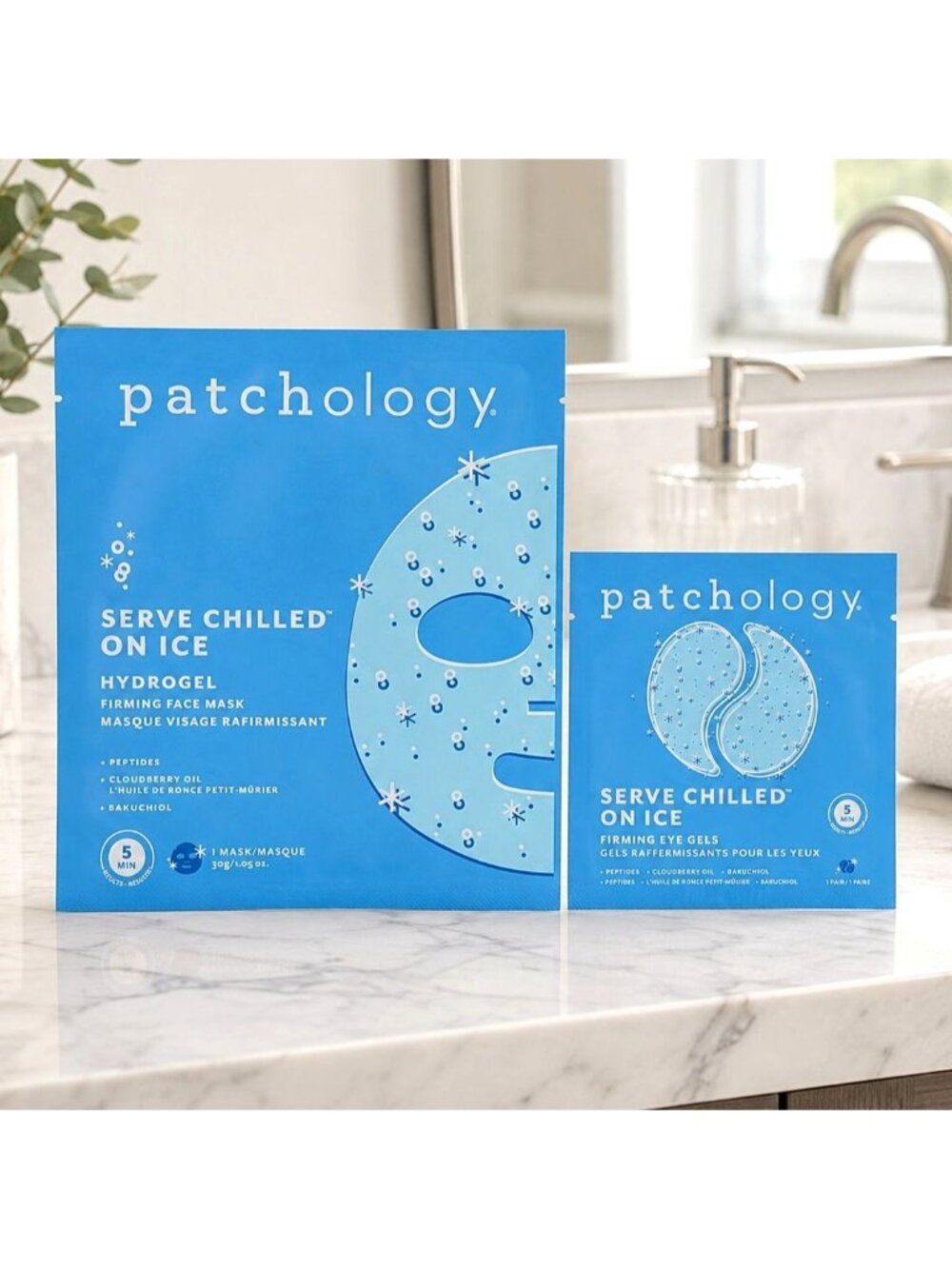 Patchology Serve Chilled On Ice Hydrogel Firming Face Mask & Eye Gels Duo Set